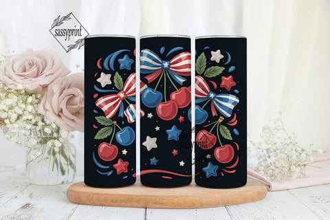 Patriotic Cherry 20oz Tumbler Wrap Sublimation sassyprint 