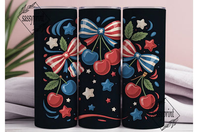 Patriotic Cherry 20oz Tumbler Wrap Sublimation sassyprint 