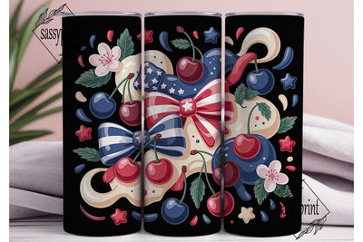 Patriotic Cherry 20oz Tumbler Wrap Sublimation sassyprint 