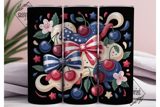Patriotic Cherry 20oz Tumbler Wrap Sublimation sassyprint 