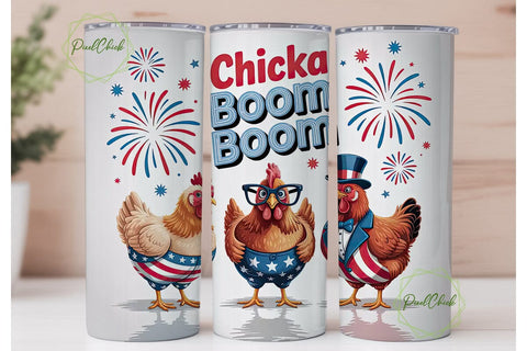 Patriotic Chicka Boom Tumbler Wrap Sublimation PixelChick 