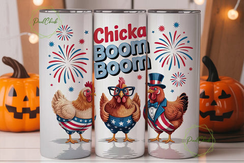 Patriotic Chicka Boom Tumbler Wrap Sublimation PixelChick 