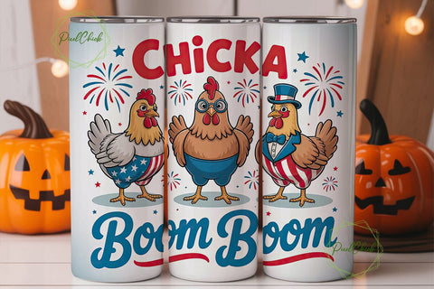 Patriotic Chicka Boom Tumbler Wrap Sublimation PixelChick 