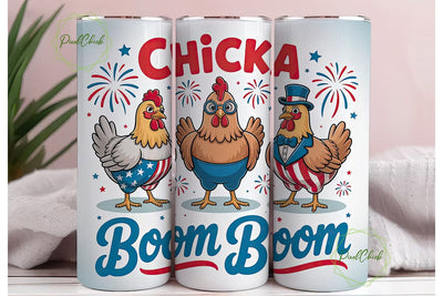 Patriotic Chicka Boom Tumbler Wrap Sublimation PixelChick 