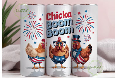 Patriotic Chicka Boom Tumbler Wrap Sublimation PixelChick 