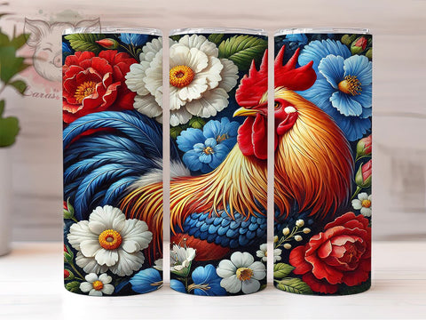 Patriotic Chicken 20oz Tumbler, American Flag Design, 20oz Tumbler Wrap, Farmhouse Decor, Independence Day Gift, Cute Chicken Gift, Custom Drinkware Sublimation Lara' s Designs 