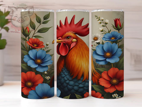 Patriotic Chicken 20oz Tumbler, American Flag Design, 20oz Tumbler Wrap, Farmhouse Decor, Independence Day Gift, Cute Chicken Gift, Custom Drinkware Sublimation Lara' s Designs 