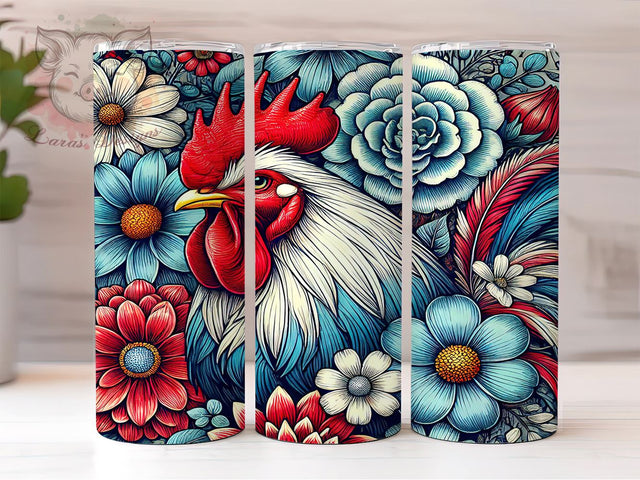 Patriotic Chicken 20oz Tumbler, American Flag Design, 20oz Tumbler Wrap, Farmhouse Decor, Independence Day Gift, Cute Chicken Gift, Custom Drinkware Sublimation Lara' s Designs 