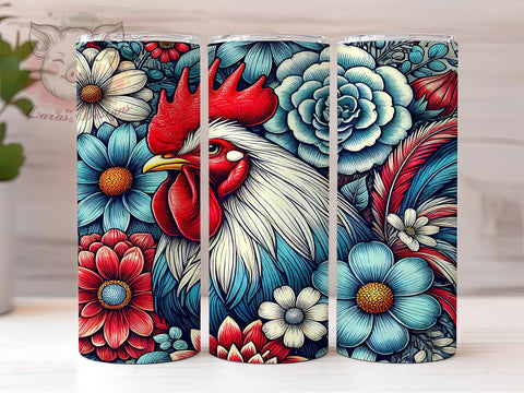 Patriotic Chicken 20oz Tumbler, American Flag Design, 20oz Tumbler Wrap, Farmhouse Decor, Independence Day Gift, Cute Chicken Gift, Custom Drinkware Sublimation Lara' s Designs 