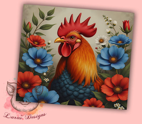 Patriotic Chicken 20oz Tumbler, American Flag Design, 20oz Tumbler Wrap, Farmhouse Decor, Independence Day Gift, Cute Chicken Gift, Custom Drinkware Sublimation Lara' s Designs 