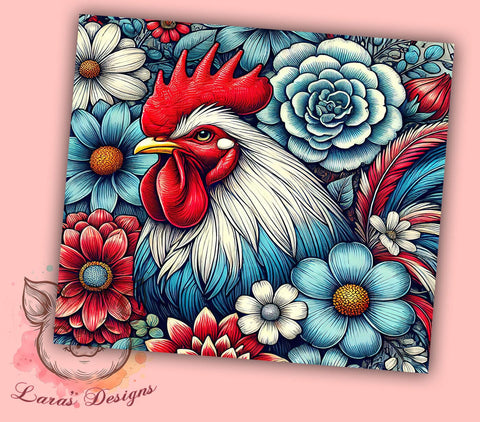 Patriotic Chicken 20oz Tumbler, American Flag Design, 20oz Tumbler Wrap, Farmhouse Decor, Independence Day Gift, Cute Chicken Gift, Custom Drinkware Sublimation Lara' s Designs 