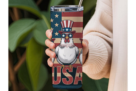 Patriotic Chicken 20oz Tumbler Wrap Sublimation DesignSVG 