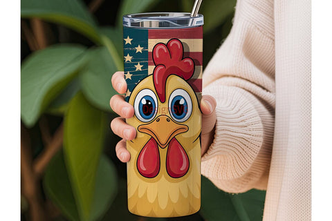 Patriotic Chicken 20oz Tumbler Wrap Sublimation DesignSVG 