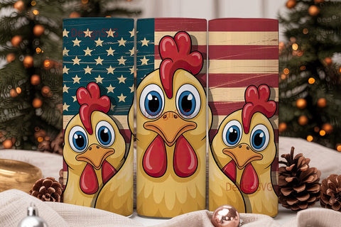 Patriotic Chicken 20oz Tumbler Wrap Sublimation DesignSVG 