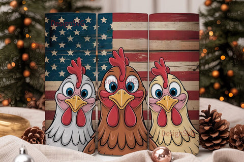Patriotic Chicken 20oz Tumbler Wrap Sublimation DesignSVG 