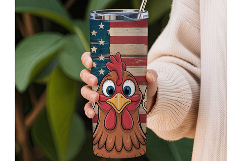 Patriotic Chicken 20oz Tumbler Wrap Sublimation DesignSVG 