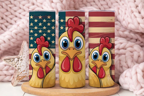 Patriotic Chicken 20oz Tumbler Wrap Sublimation DesignSVG 