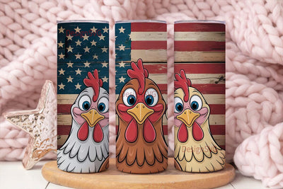 Patriotic Chicken 20oz Tumbler Wrap Sublimation DesignSVG 