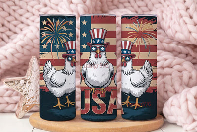 Patriotic Chicken 20oz Tumbler Wrap Sublimation DesignSVG 