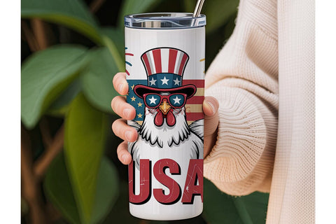 Patriotic Chicken 20oz Tumbler Wrap Sublimation DesignSVG 