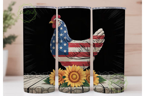 Patriotic Chicken 20oz Tumbler Wrap Sublimation PixelChick 