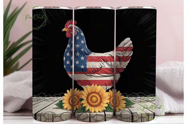 Patriotic Chicken 20oz Tumbler Wrap Sublimation PixelChick 