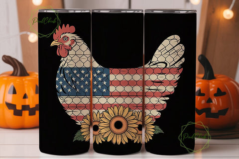 Patriotic Chicken 20oz Tumbler Wrap Sublimation PixelChick 