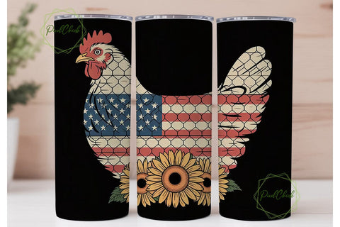 Patriotic Chicken 20oz Tumbler Wrap Sublimation PixelChick 