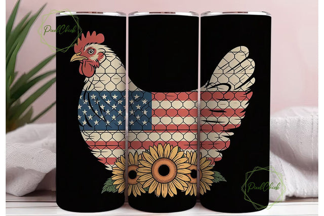 Patriotic Chicken 20oz Tumbler Wrap Sublimation PixelChick 