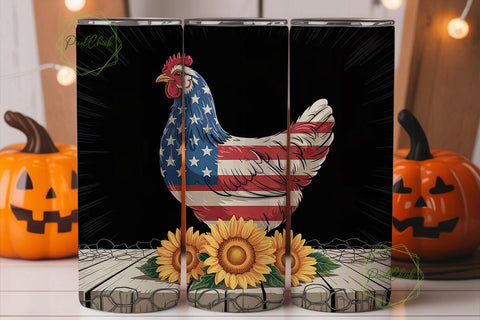 Patriotic Chicken 20oz Tumbler Wrap Sublimation PixelChick 