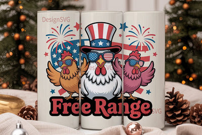Patriotic Chickens 20oz Tumbler Wrap Sublimation DesignSVG 