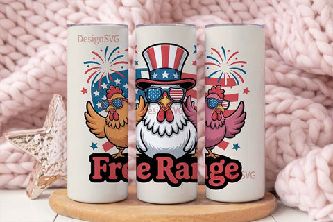 Patriotic Chickens 20oz Tumbler Wrap Sublimation DesignSVG 