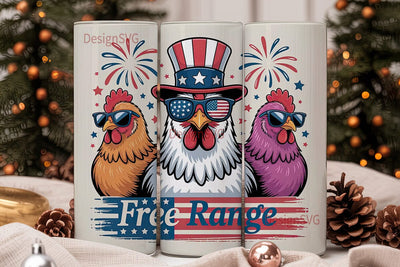 Patriotic Chickens 20oz Tumbler Wrap Sublimation DesignSVG 
