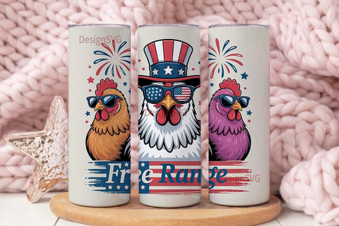 Patriotic Chickens 20oz Tumbler Wrap Sublimation DesignSVG 