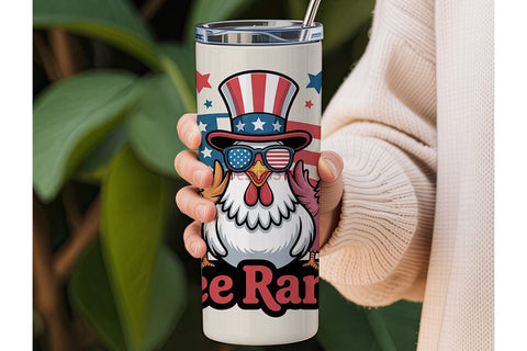 Patriotic Chickens 20oz Tumbler Wrap Sublimation DesignSVG 