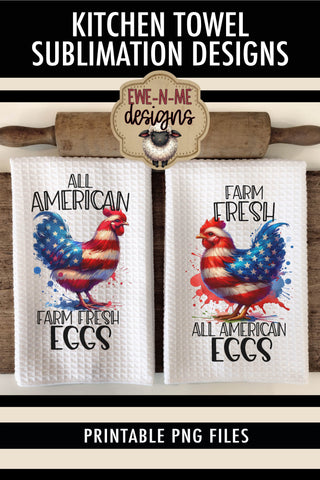 Patriotic Chickens - Kitchen Towel Sublimation Designs Sublimation Ewe-N-Me Designs 