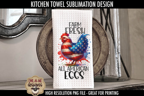 Patriotic Chickens - Kitchen Towel Sublimation Designs Sublimation Ewe-N-Me Designs 