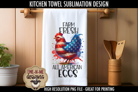 Patriotic Chickens - Kitchen Towel Sublimation Designs Sublimation Ewe-N-Me Designs 