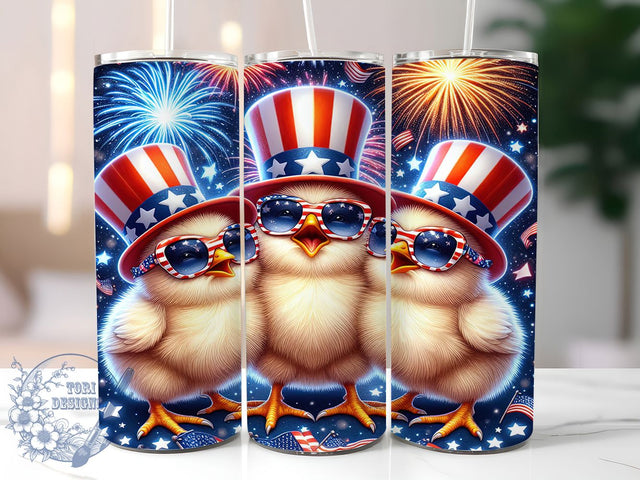 Patriotic Chicks 4th of July Tumbler, Patriotic Chicks PNG, Independence Day Wrap, Cute USA Birds Design, 20oz Sublimation Wrap, Red White Blue Tumbler, Funny July 4th Cup Sublimation ToriDesigns 