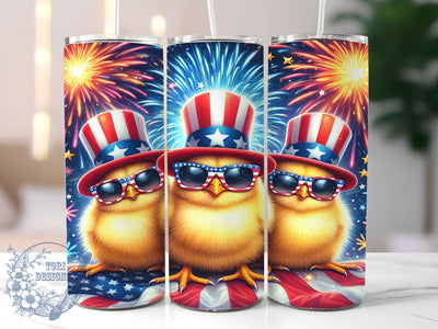 Patriotic Chicks 4th of July Tumbler, Patriotic Chicks PNG, Independence Day Wrap, Cute USA Birds Design, 20oz Sublimation Wrap, Red White Blue Tumbler, Funny July 4th Cup Sublimation ToriDesigns 