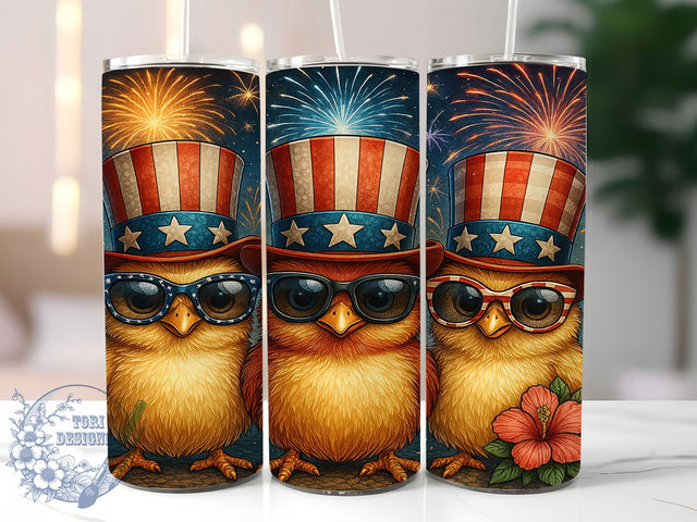Patriotic Chicks 4th of July Tumbler, Patriotic Chicks PNG, Independence Day Wrap, Cute USA Birds Design, 20oz Sublimation Wrap, Red White Blue Tumbler, Funny July 4th Cup Sublimation ToriDesigns 