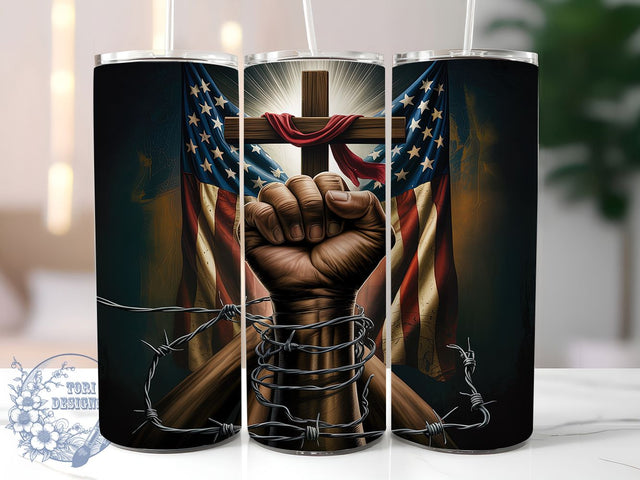 Patriotic Christian Cross Tumbler Wrap, Patriotic Tumbler Wrap, 20oz Sublimation, Religious Tumbler, Faith American Tumbler, USA Cross Design, Christian Tumbler Art Sublimation ToriDesigns 