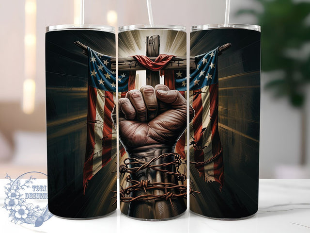 Patriotic Christian Cross Tumbler Wrap, Patriotic Tumbler Wrap, 20oz Sublimation, Religious Tumbler, Faith American Tumbler, USA Cross Design, Christian Tumbler Art Sublimation ToriDesigns 