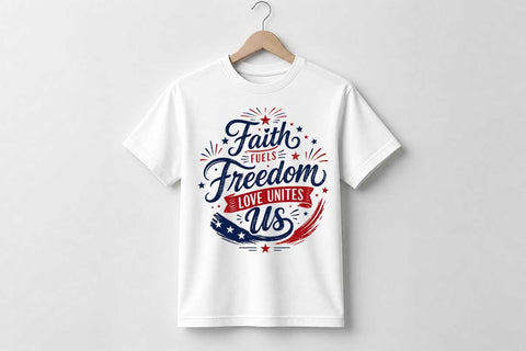 Patriotic Christian PNG Faith Fuels Freedom Sublimation Design SVG BillahCrafts 