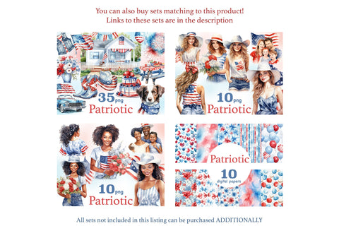 Patriotic Clipart Bundle | 4Th Of July PNG Set SVG GlamArtZhanna 