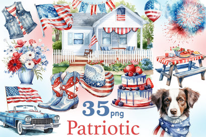 Patriotic Clipart Bundle | 4Th Of July PNG Set SVG GlamArtZhanna 