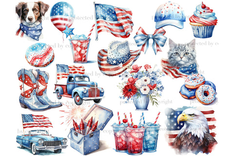 Patriotic Clipart Bundle | 4Th Of July PNG Set SVG GlamArtZhanna 