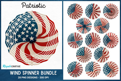 Patriotic Coaster Round Wind spinner Bundle Sublimation Regulrcrative 