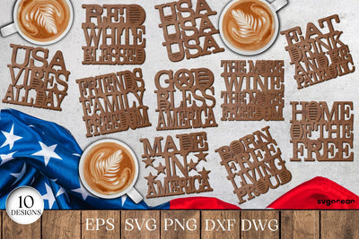 Patriotic Coasters Laser Cut Bundle SVG SvgOcean 