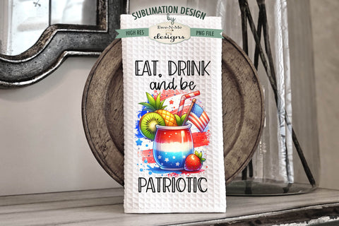 Patriotic Cocktail Drinks Sublimation Kitchen Towel Designs Sublimation Ewe-N-Me Designs 